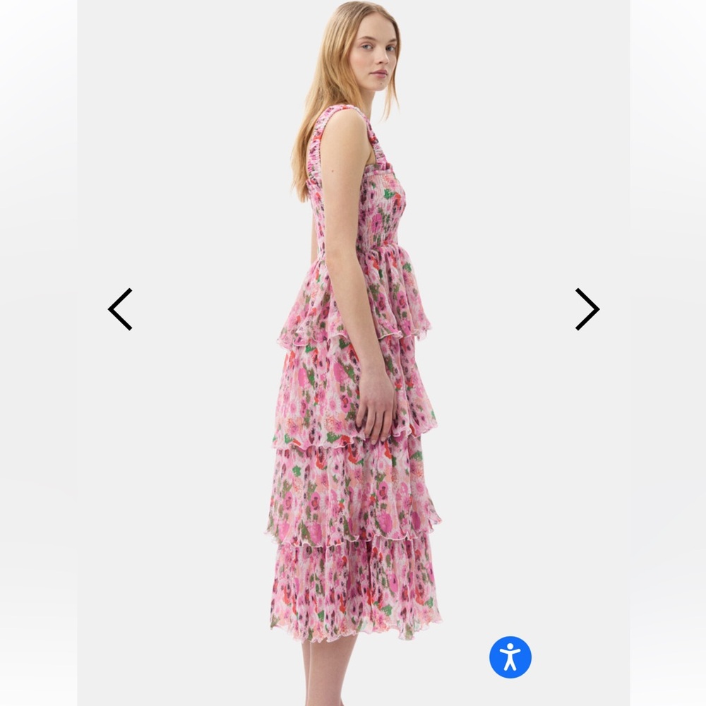Ganni PLEATED GEORGETTE SMOCK MIDI DRESS - sugar plum - Picture 3 of 16